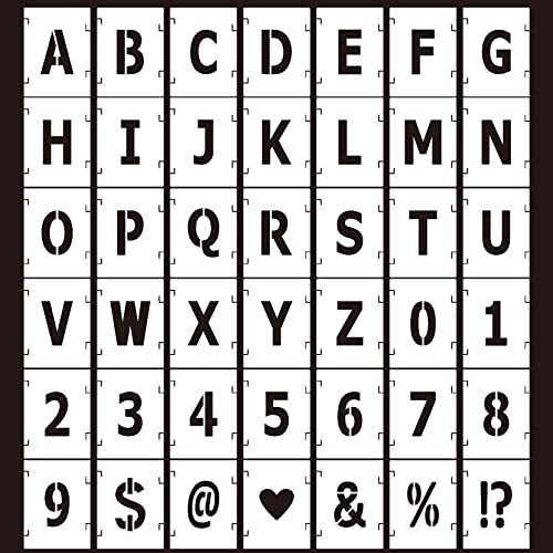 42Pcs Letter Stencils - 3 Inch Letters & Numbers Interlocking Stencil Kit for Painting on Wood Wall Fabric Rock Canvas Chalkboard Signage