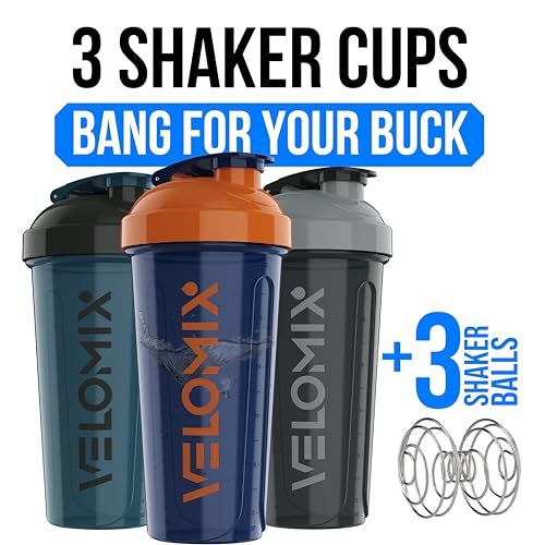VELOMIX -3 PACK- 28 oz Protein Shaker Bottle for Protein Mixes - 3x Wire Whisk | Leak Proof Shaker Cups for Protein Shakes | Stackable Protein Shaker Bottle Pack | Dishwasher Safe (ColorBurst Set) - Image 3
