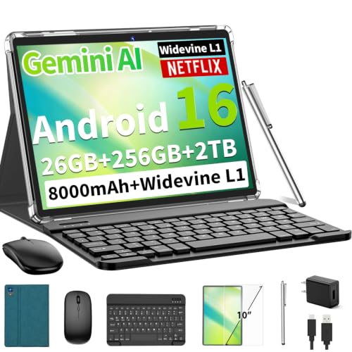 Image of Android 16 Tablet with Keyboard - 26GB+256GB+2TB, Octa-Core(Green Case)