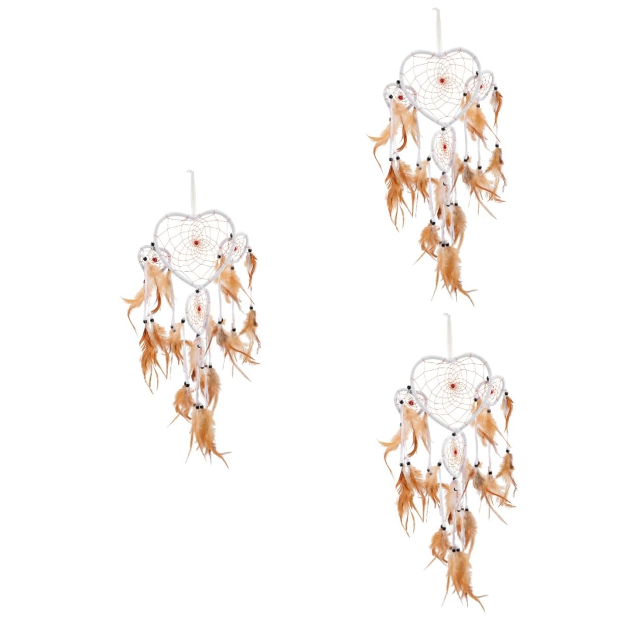 Zerodeko 3stücke Delicate Plume Dreamcatcher Dekoration Für Zuhause Herzförmiger Makramee Mit Federn Für Wohnzimmer Und Schlafzimmer Schafft Eine Romantische Atmosphäre