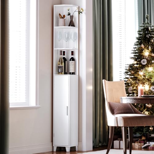 MOHOPE Corner Shelf with Cabinet, 74.8" Tall Corner Cabinet with