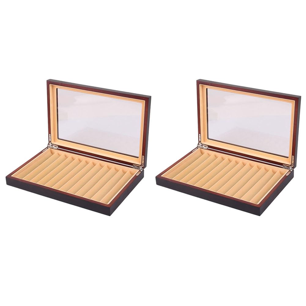 2X 12 Griglie Portapenne In Legno per Stilografica per di Lusso Trasparente per Finestra Portapenne-Collezione Organizer Ebano