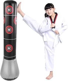 Boxing Punch Bag Freestanding Punching Bag replacement for Kid Adult, 145cm Inflatable Heavy Punching Bag Target Stand Punching Kick Training Tumbler Bop Bag Kids Kick Bag Free Standing