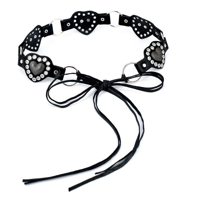 Women Leather Rivets Belt, PU Leather Belts for Women, Vintage Minimalist Adjustable Waistband 78.7 Inches