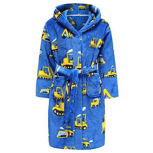 Boys Girls Robe Soft Fleece Hooded Bathrobe for Kids