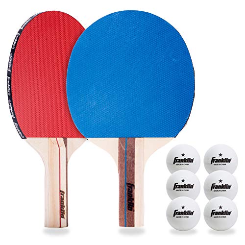 Franklin Sports Table Tennis Paddles + Balls Set- (4) Table Tennis Rackets + (6) Table Tennis Balls - Complete Wooden Paddle + Ball Set - 4 Players