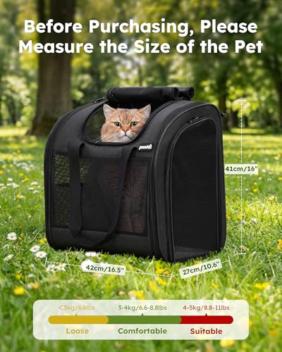 pecute Rucksack Hunde & Kleine Katzen 5kg, Katzentrage, Haustier Handtasche und Rucksack, Haustiertrage mit belüftetem Design, Faltbarer Haustiertrage-Rucksack für Hunde und Katzen, Dunkelgrau