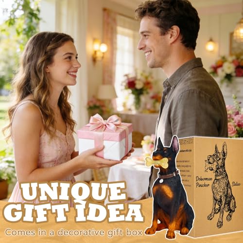 Estatua de Doberman para interior en resina miniatura 5
