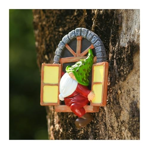 Sculpture naine en résine pour décoration de jardin et arbre extérieur style elfe - 5