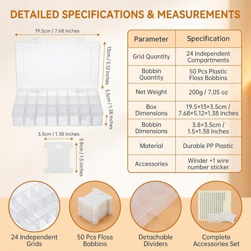 Boîte rangement fil broderie 24 cases et ses bobines durables