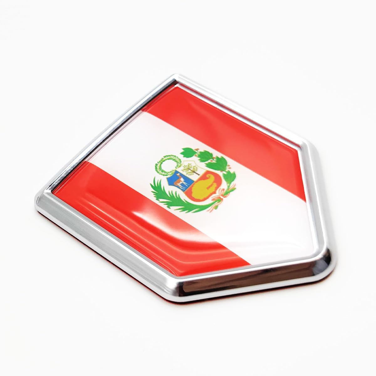 Overdecor Peru Flag Decal Stickers Car Emblem Peruvian Car Accessories Decorations Chrome Shield Flag Sticker Decals for Cars Truck Vehicles, 2 Pack
