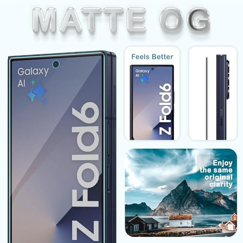 Image of ArmourPro Anti-Glare Matte Tempered Glass for Samsung Galaxy Z Fold 6, Pack of 2, Anti Fingerprint Screen Protector, 9H Scratch Resistant, Smooth Touch, Full Edge to Edge Coverage