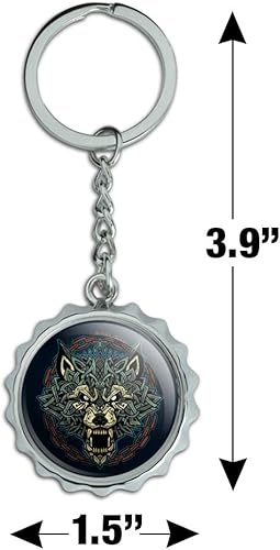 Miniatura 3 de Fenrir - Llavero de mitología nórdica con diseño de lobo feroz y gruñido feroz con tapa de metal cromado