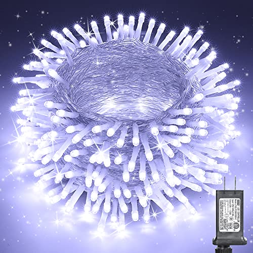 Christmas Lights Cool White, 75 Ft 200 LED Christmas String Lights Connectable, 8 Modes, Timer...