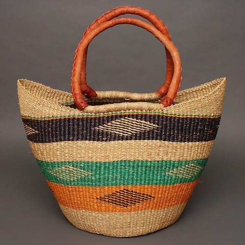 アフリカ ブルキナファソ 猫耳 バスケット Lサイズ No.8 アフリカン かご 小物入れ マルシェバスケット