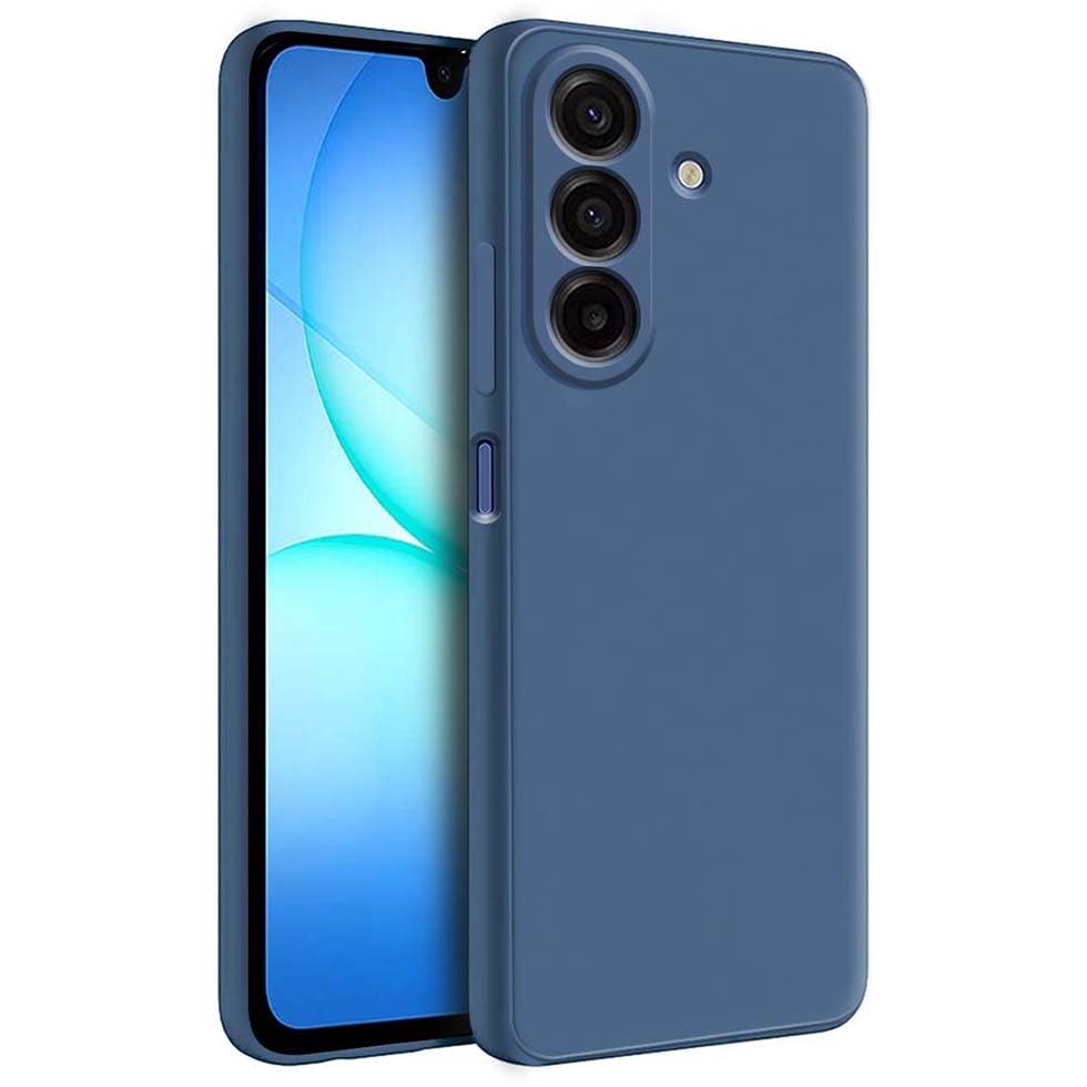 Image of Fashionury Liquid Silicon Back Cover for Samsung Galaxy M17 5G / Samsung Galaxy A17 5G / Samsung Galaxy F17 5G | Camera Protection | Inner Velvet Fabric | Anti-Fingerprint | Ultra Slim Case (Blue)