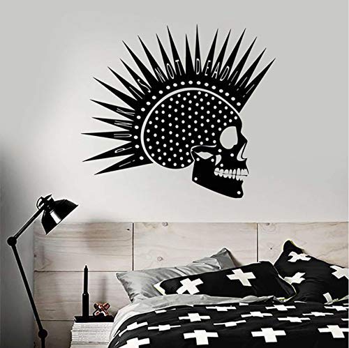 Punk Rock Musique Crâne Coiffure Vinyle Stickers Muraux Decal Décor À La Maison DIY Art Mural 58x65 cm Cover