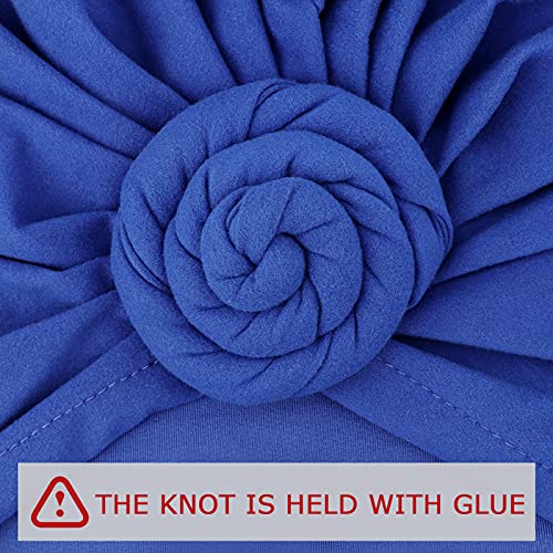 Image of DRESHOW 5 Pack Knotted Headwraps for Women African Turban Pre-Knotted Beanie Headwraps Hair Covers
