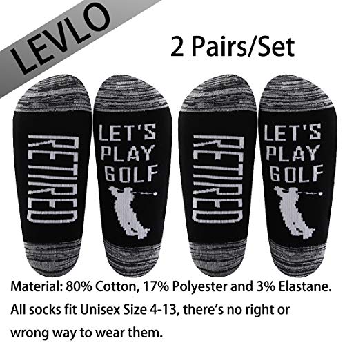 LEVLO Retirement Gift Golf Socks Retired Let's Play Golf Socks for Dad Golfing Gift for Grandpa2