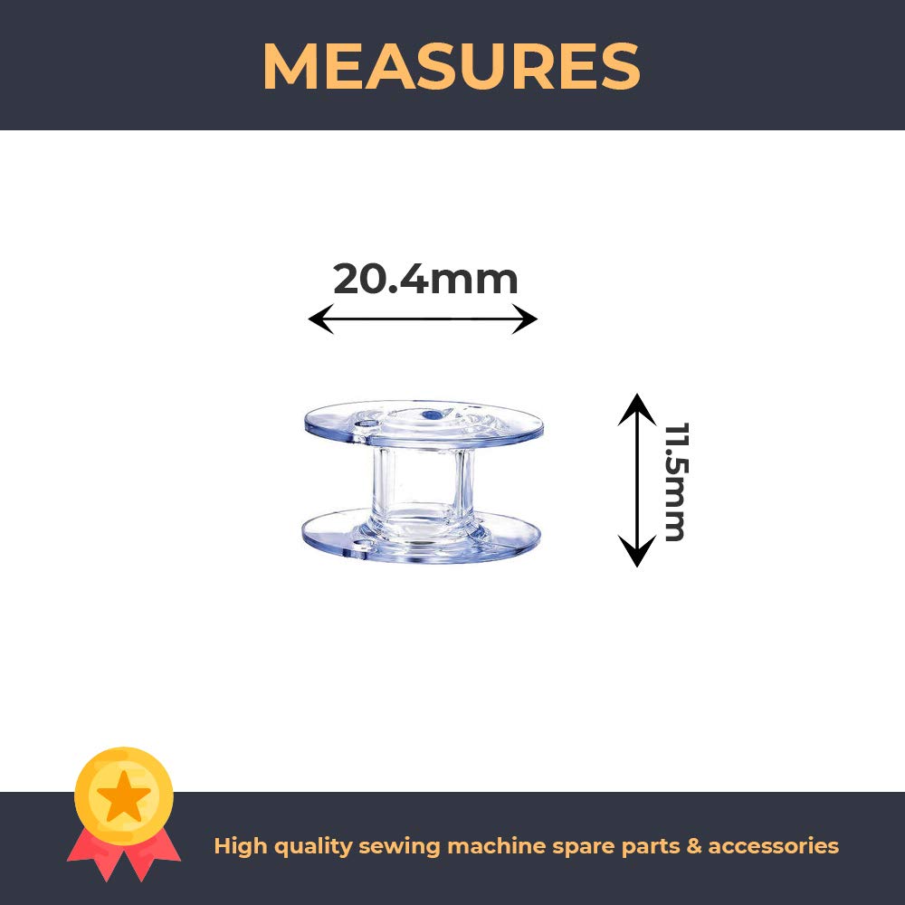 Image secondaire de La Canilla ® - Compatible avec la machine à coudre Silvercrest Lot de 10 canettes Singer, Janome, Brother, Elna Transparent