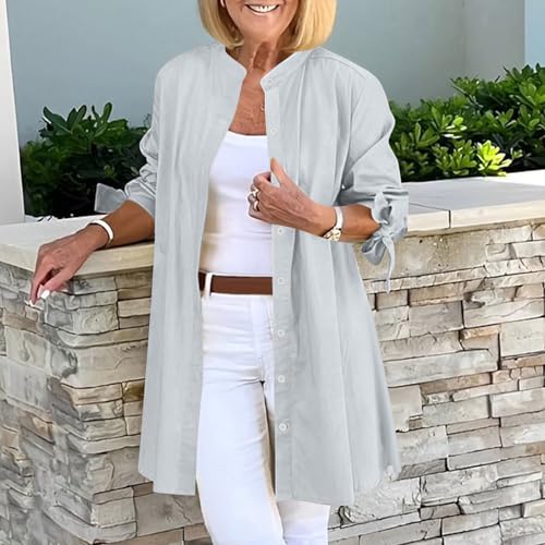 Oplxuo Womens Lightweight Cardigan Button Down Classic Long Sleeve Shirts Casual Loose Fall Tops Cotton Cardigans Outerwear2