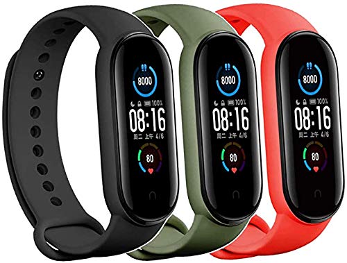 Adlynlife Band Strap Compatible with Mi Band 5 and Mi Band 6 Wristband Soft Silicone Straps (Mi5-Black-Army-Red) (B08TH9P65X) Amazon Price History, Amazon Price Tracker