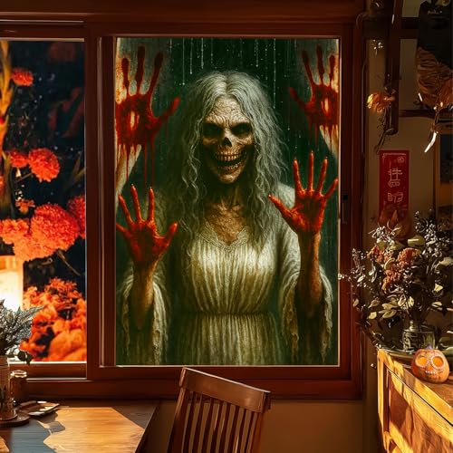 Película decorativa ventana horror esqueleto 31x47 pulgadas