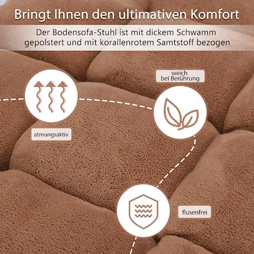 COSTWAY Bodenstuhl mit Verstellbarer Rückenlehne, Bodensessel gepolstert, Bodenkissen faltbar, Meditationsstuhl, Relaxsessel, Thaikissen für Freizeit, Meditation, Yoga (Beige)