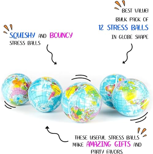 Neliblu-3-Earth-Stress-Balls-1-Dozen-Globe-Squeeze-Ball-for-Stress-Relief-Muscular-Relaxation-Therapy-World-Stress-Ball-Earth-Day-Gifts-and-Accessories-Promoting-Environmental-Awareness