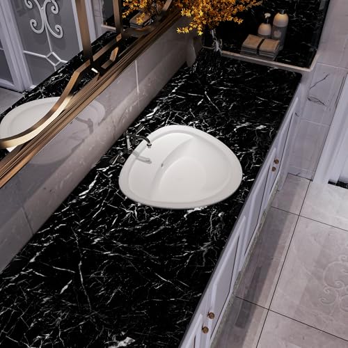 Papier peint autocollant granit imperméable et résistant noir marbré - 4