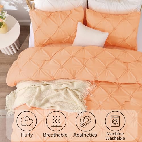 Image of BEDELITE King Comforter Set Apricot,Lightweight & Soft Comforter | Pintuck Boho Bedding, Warm & Cute Bed Set for All Season,With 2 Pillowcases