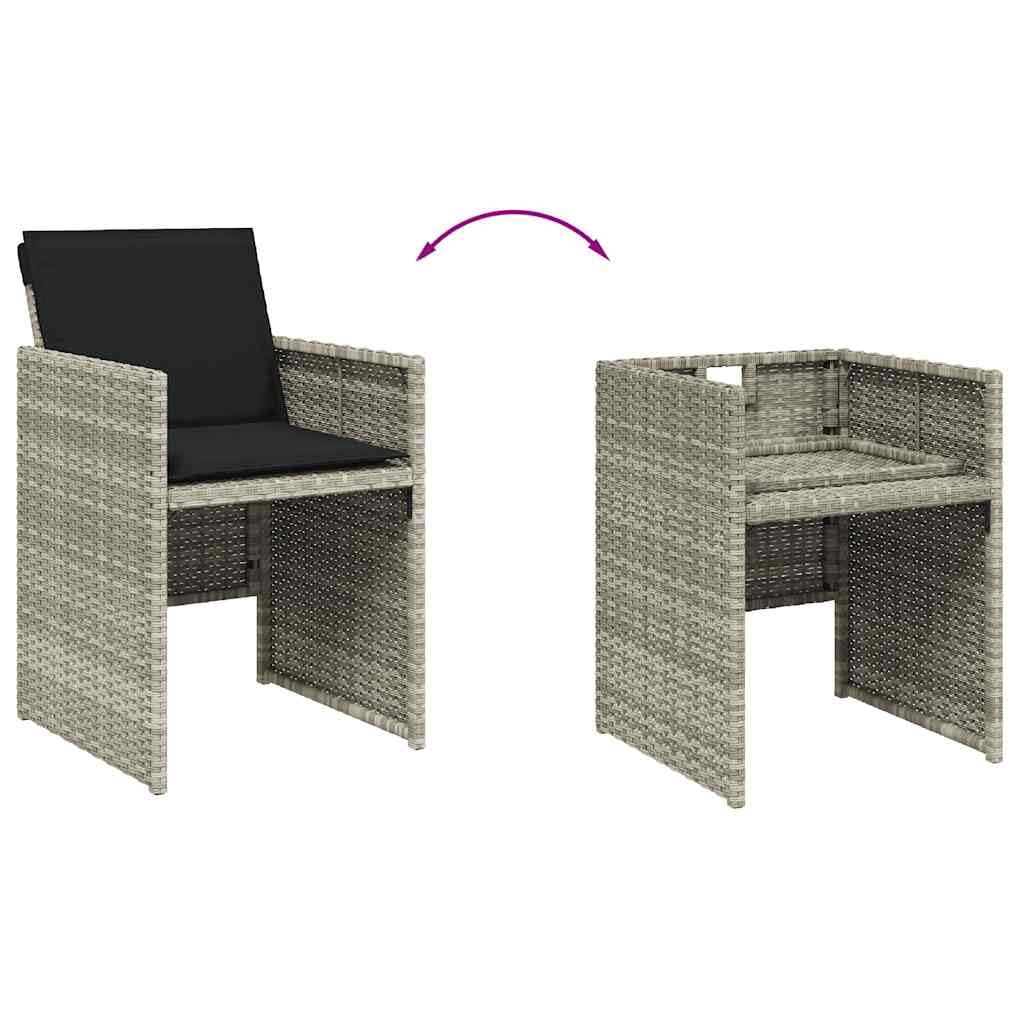 vidaXL Ensemble à Manger de Jardin avec Coussins 5 pcs, Table et Chaise de Terrasse, Meubles de Patio, Mobilier d'Extérieur, Gris Clair Résine Tressée