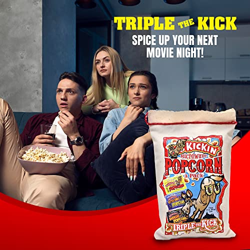 Kickin’ Premium Microwave Popcorn – Popcorn Variety Pack (3) In Canvas Bag - Ultimate Sweet And Spicy Gourmet Gift - Makes A Great Movie Theater Popcorn Or Snack Food For Movie Night #TOP4