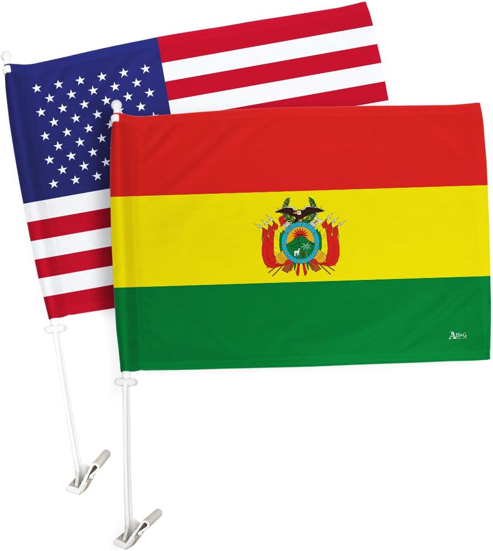 Copa America 2024 Bolivia Car Flag Pack Americana Bandera Para Carros De Bolivian Decor Window Clip Pole Mount Sports Fan Gifts World Cup Football Poster League Patriotic Decorations Made in USA