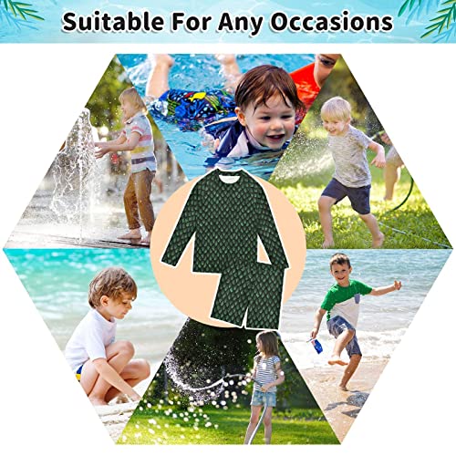 Dragon Scales Car Dino Boys Swimsuit Rash Guard Toddler Kids Long Sleeve Swim Shirt and Trunks 3-10T4