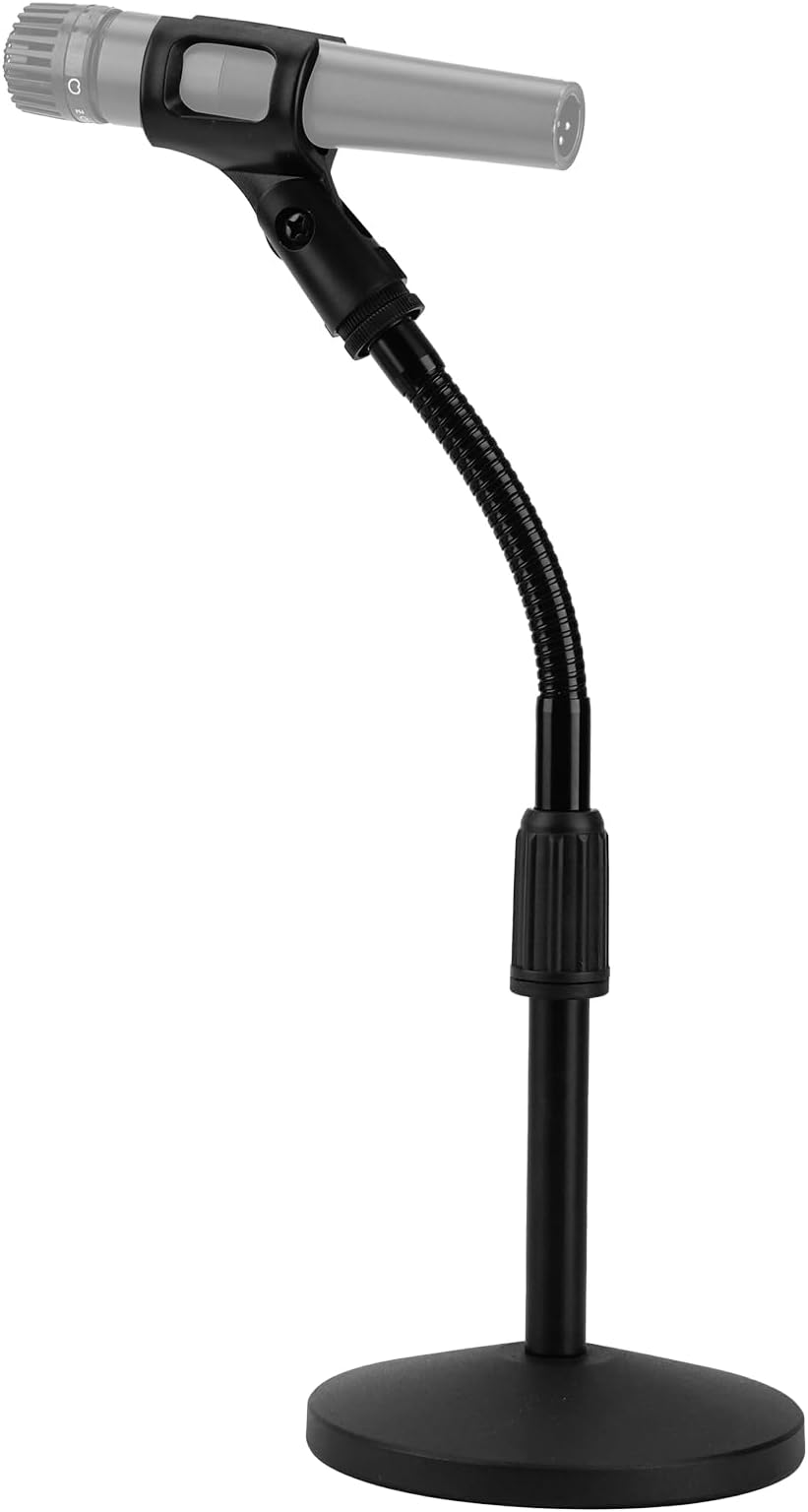 for Creators Gooseneck Telescoping Tabletop Microphone Stand with Flexible Arm Compatible with Shure KSM11, SM57, TONOR D5, K1 Adjustable Desk Mic Holder with Weighted Base