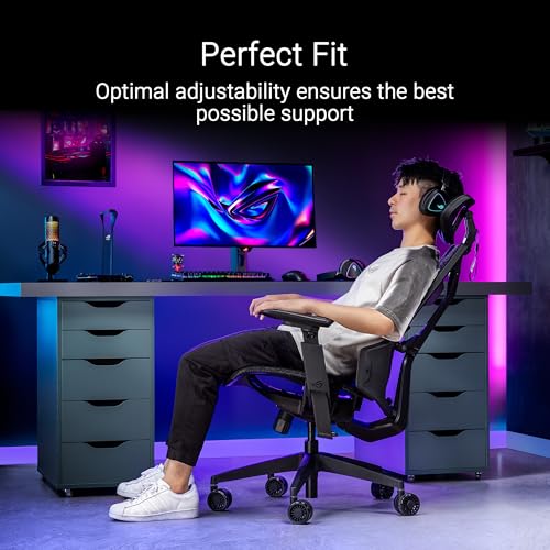 ROG DESTRIER CORE Sedia Gaming Ergonomica, Supporto Lombare Integrato, Braccioli Imbottiti, Poggiatesta Bidirezionale, Design Futuristico, Pensata per il Gaming Mobile, Peso Massimo 136kg, Nera - Sedia gaming - Immagine 2
