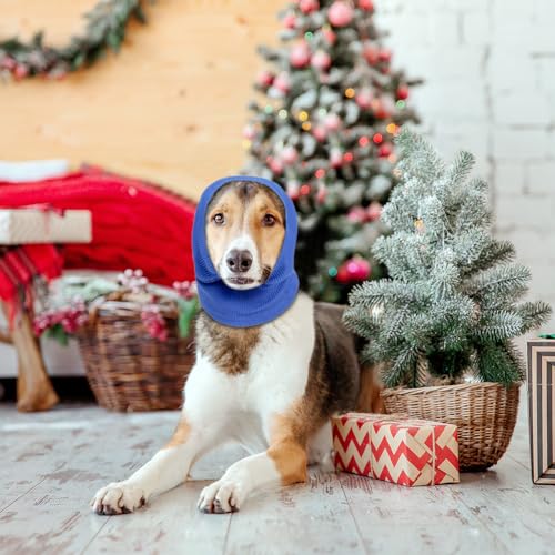 Aomig Ohrenschützer für Hunde - Hundemütze, Gehörschutz, Ohrenklappe, Kopfwickel, Hals- und Ohren-Wärmer, Hundekopfhörer für Silvester (Blau, L)