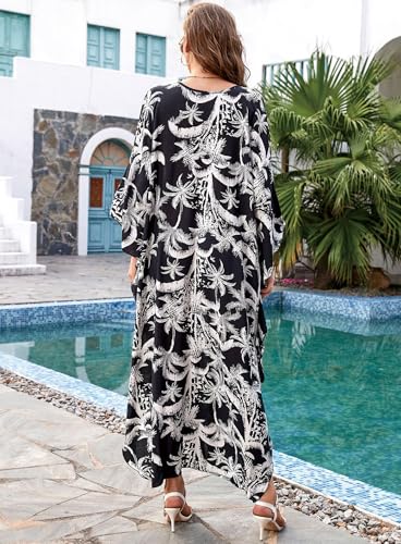 Kaftan Dresses for Women V-Neck Batwing Sleeves Swimsuit Beach Cover Ups Tie Dye Caftan Hawaiian Dress3