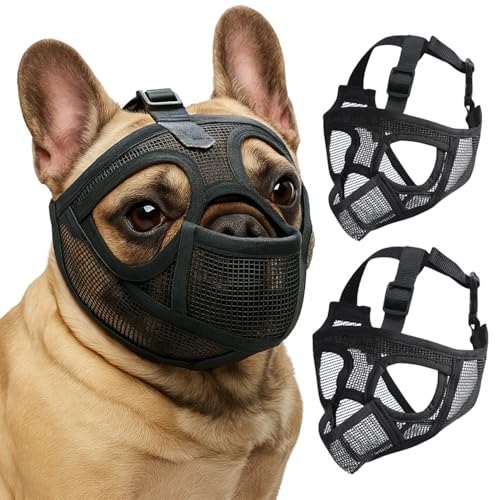 2 Pcs Dog Muzzle For French Bulldog Muzzle for Short Snout Dog En...