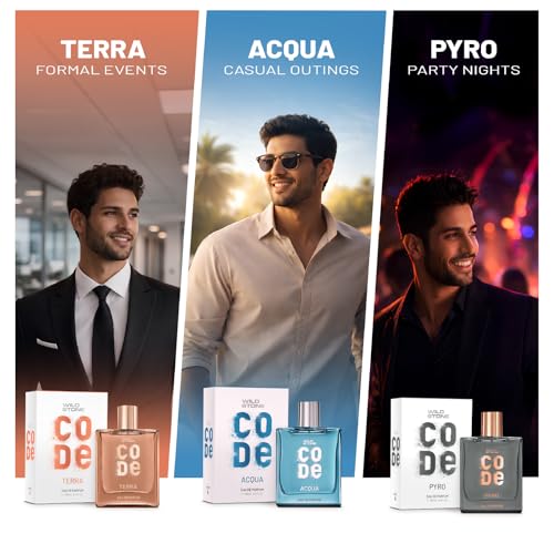 Image of WILD STONE CODE Terra Eau De Parfum For Men, 100Ml|Luxury Perfume With Long Lasting Smell For Classy, Mature And Sleek Personality|Premium Perfume For Men - Terra, Spray