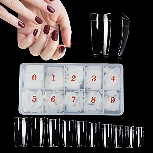 500 Stück Acryl Falsche Künstliche Nägel Tips Französisch Nageltips für Gelnägel mit Box für Frauen Mädchen (transparent…