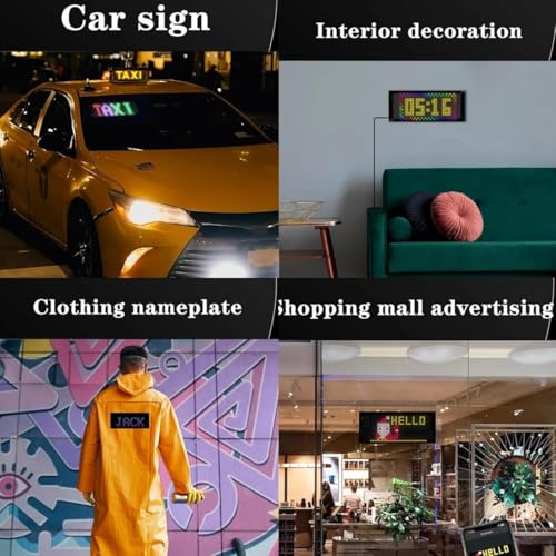 Image of Flexible LED Matrix Panel Display Sign, 7x3 Inches, IP65 Waterproof, App and Remote Control, for Cars, Home, Office, Shops