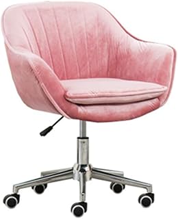 QNN Silla de Escritorio, Silla Premium Silla Giratoria para Hogar/Oficina, Esponja Elástica Tapizada Ergonómica Ajustable, 50X60-71Cm, Rosa