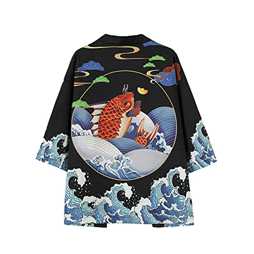 Image of PRIJOUHE Mens Kimono Set Japanese Haori & Shorts 2 Piece Summer Outfits