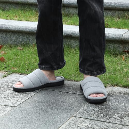 Men’s Open Toe Slippers, Comfy Supportive Foam Bedroom Slide Slippers, Non-Slip Indoor House Shoes2