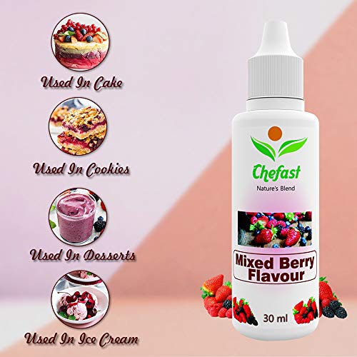 Image of Chefast Mixed Berry Flavour Baking Essence for Cake, Ice-Cream, Chocolates, Milkshakes- 30ML ( Use 2-3 Drops Essence for 250 Grm Cake)