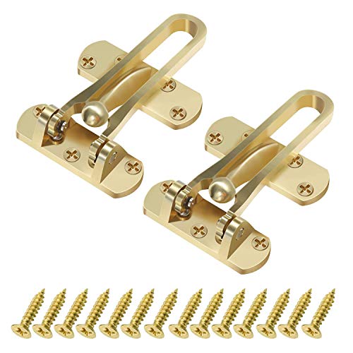 Home Security Door Guard lock, Back and Front pack for swing in door, safety lock for kids, Durable Thicken Solid Aluminium Alloy, Satin Nickel - 2 Pack