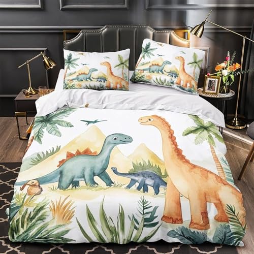 Housse de couette 135x200 cm dinosaure avec impression 3D ultra douce