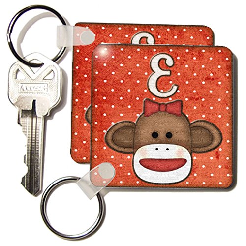 Porte-clés chaussette singe lettre E, idée cadeau initiale Dooni Designs